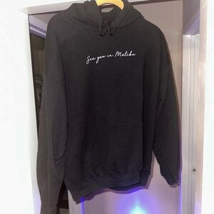 Malibu Black Hoodie with White Script